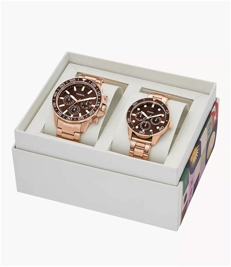 His and Hers Multifunction Stainless Steel Watch Box Set